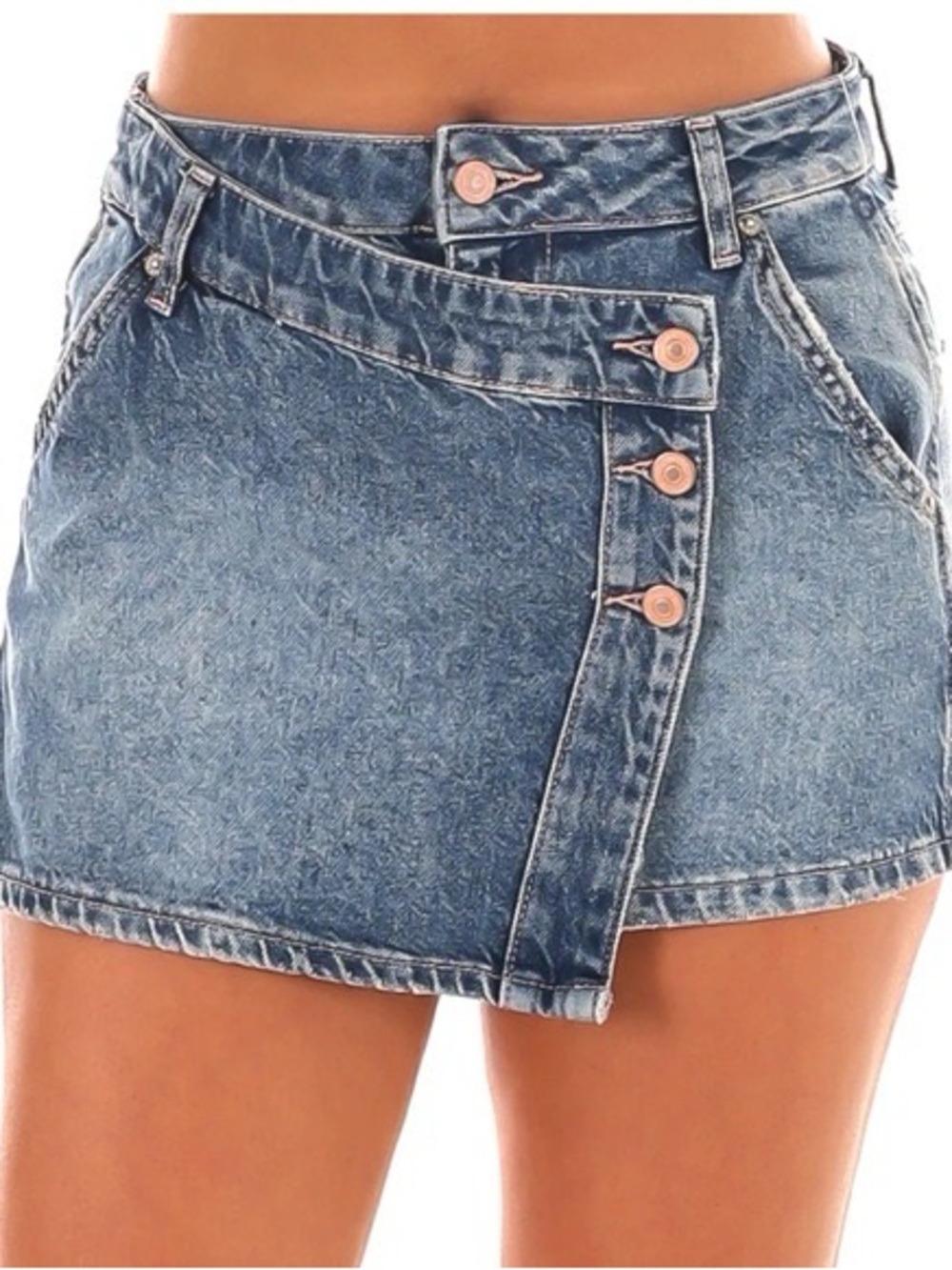 Free People Light Wash Denim Skirt